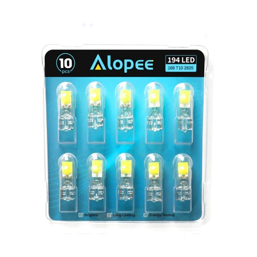 Alopee T10 Led Bulb White 6500K Replacement for T10 193 194 198 W5W 168 Led Bulb Automotive Interior Lights RV Camper Bulbs Under Cabinet Lights DC 12V Only Pack of 10