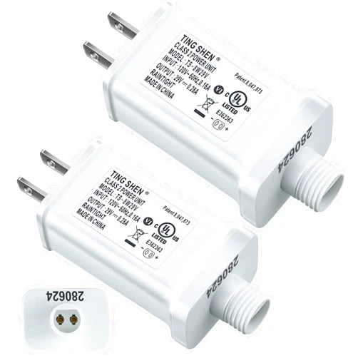 Enhon 29V LED Power Supply, UL Listed LED Transformer Replacement Class 2 Power Supply, Low Voltage Transformer US Plug Adapter for Christmas Tree Light and LED String Light, White (TS-8W29V, 2 Pack)