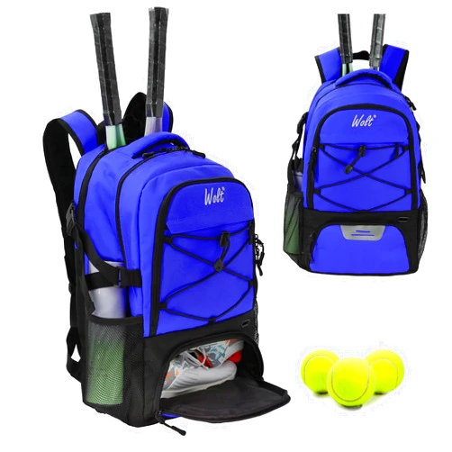 WOLT Tennis Bag - Large Tennis Racket Backpack for Men & Women - Ventilated Shoe Compartment - Holds 2 Rackets