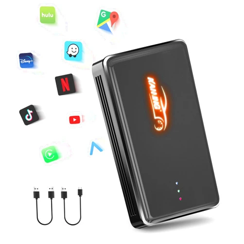 KAMING Wireless CarPlay Adapter Support Netflix/YouTube/Disney+/Tiktok, CarPlay Wireless Adapter and Android Auto Wireless Adapter 3 in 1, Netflix CarPlay Adapter 2024 Upgrade for OEM Wired CarPlay Cars