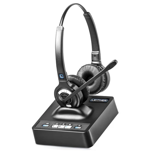 Leitner LH375 3-in-1 Wireless Office Headset with Mic – Computer, Telephone, and Cell Phone Headset – 5 Year Warranty – Dual-Ear
