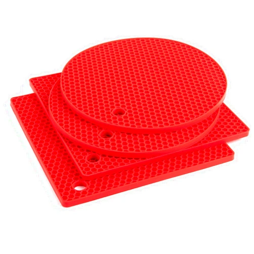Joyhalo Trivets for Hot Dishes - Hot Pads for Kitchen, Silicone Pot Holders for Hot Pots and Pans, Silicone Mats for Kitchen Countertops, Table, Flexible Easy to Wash and Dry, Red