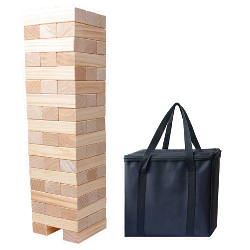 PetGirl Giant Tumble Tower, Pine Wooden Topple Game Classic Block Stacking for Kids/Adults/Family, 54 PCS