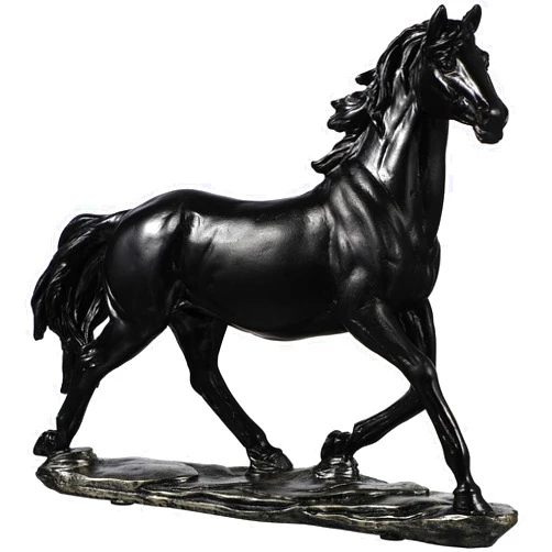 Homoyoyo Horse Statues, Resin Horse Art Figurine Standing Horse Ornament Sculpture for Desk Bookshelf Wine Cabinet to Attract Luck Wealth (Black)