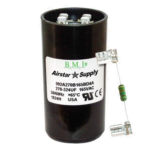 BMI 270-324 uF x 165 VAC - BMI/USA Start Capacitor # 092A270B165BD4A with Bleed Resistor