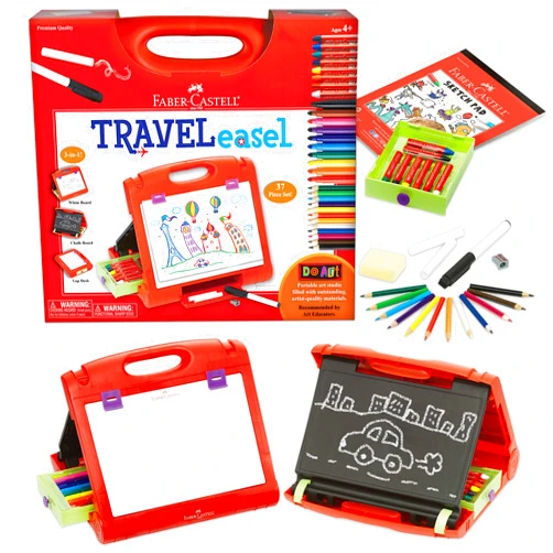 Faber-Castell Do-Art 3-in-1 Travel Easel - 30 Piece Tabletop Easel for Kids with Art Supplies, Multicolor
