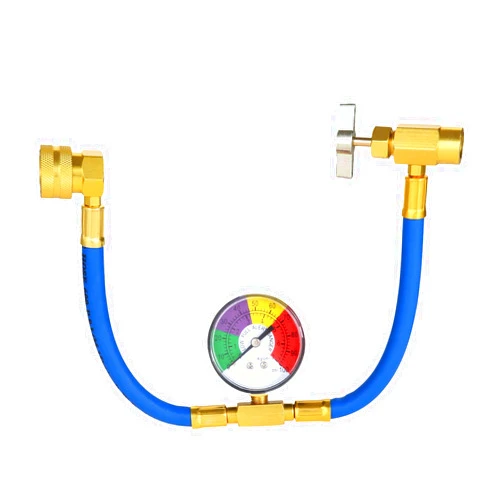 Aupoko R134A AC Refrigerant Charge Hose, 1/2’’ Acme Can Opener Tap Dispensing Valve, and Recharge Hose with Pressure Gauge, Fits for Car AC Air Conditioning Refrigerant