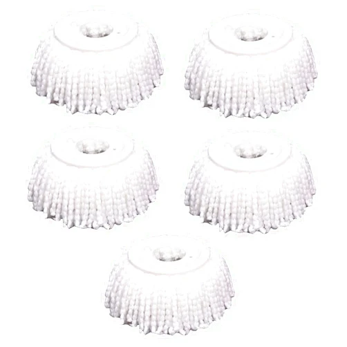 YWSHF 5PCS Microfiber Replacement Mop Head Spin Mop Head Replacement 5-Pack, Microfiber Refill Heads Universal for 360 Spin Magic Mopping, Round Shape Standard Size White