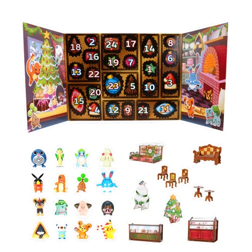 Jazwares Pokemon Holiday Calendar 2025 - Features 16 2-Inch Battle Figures with Special Finish and Eight Unique Accessories