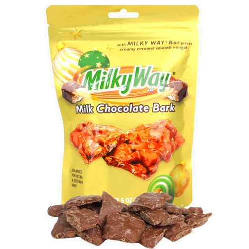 Morris National Inc Christmas Milky Way Chocolate Bark with Candy Bits, Festive Holiday Candies, Resealable Bag, 5 Ounces