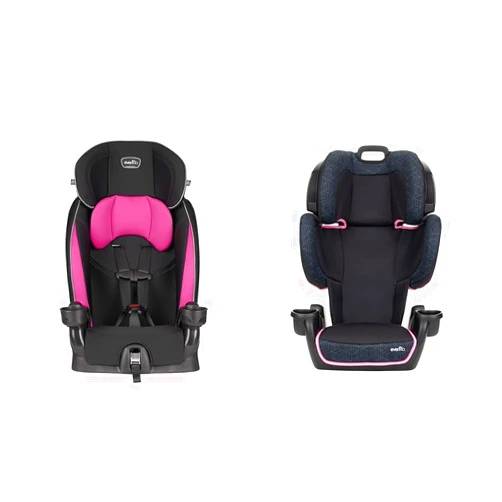 Evenflo Chase Sport Harnessed Booster Car Seat, Jayden 18x18.5x29.5 Inch (Pack of 1) & GoTime LX High Back Booster Car Seat