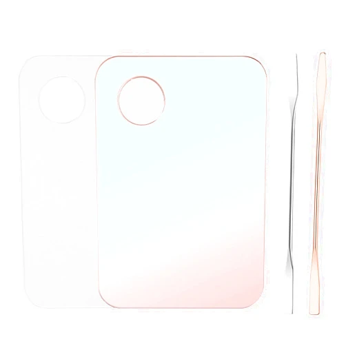 Mcduyant 4 Pcs Makeup Mixing Tray Makeup Palette with Makeup Spatula Makeup Mixing Palette Foundation Palette for Eye Shadow Lipsticks Nail Art Beauty Salon (Pink and transparent)