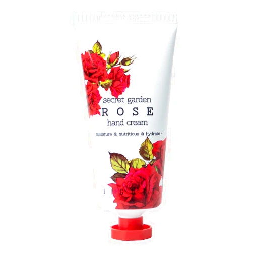 JIGOTT Secret Garden Rose Hand Cream - Korean Moisturizing Hand Lotion For Dry Hands Travel Size (Rose Scent, 3.38 Fl Oz)