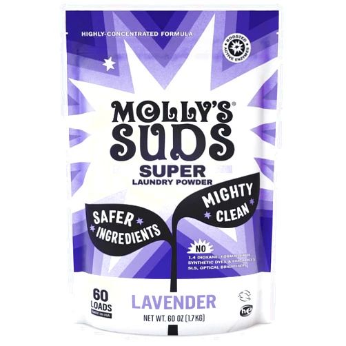 Molly's Suds Super Powder Detergent | Extra Strength Laundry Soap, Stain Fighting | Sensitive Skin | Simple, Effective Ingredients | 60 Loads - Lavender