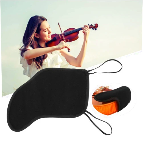 Watris Veiyi Violin Shoulder Rest for Violin 4/4-4/3, Soft Cotton Sponge Violin Chin Rest Pad, 4/3 4/4 Violin Accessories, Black Flannelette Violin Cover Protector