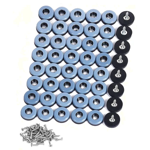 Hacbop 48Pcs Furniture Gliders PTFE Easy Moving Sliders with Screw Floor Protector for Tiled Hardwood Floors(25Mm Round)