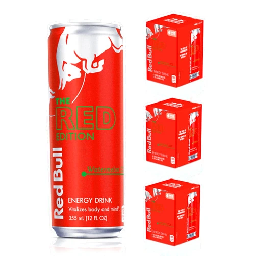 Red Bull Red Edition Energy Drink, Watermelon, with 114mg Caffeine plus Taurine & B Vitamins, 12 Fl Oz, Pack of 12 Cans