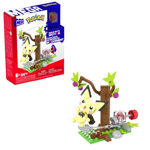 MEGA Pokémon Action Figure Building Toys Set, Pichu's Forest Forage with 84 Pieces, Motion and 1 Poseable and Buildable Character
