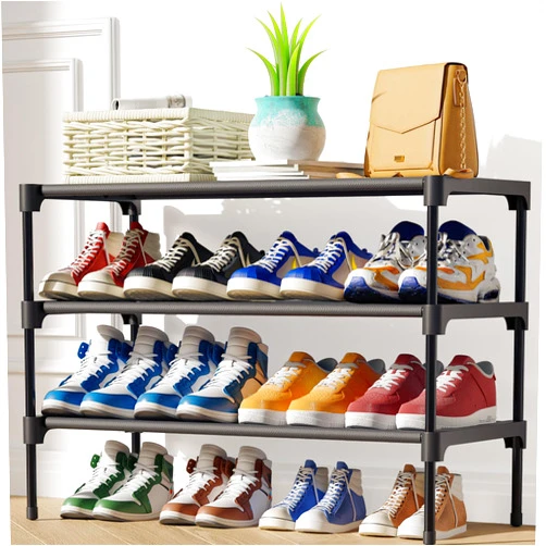 Kitsure Shoe Rack for Closet - Sturdy Shoe Organizer for Entryway and Front Door Entrance, 4-Tier Shoe Storage, Shoe Shelf, Free-Standing Closet Shoe Organizers and Storage, Black