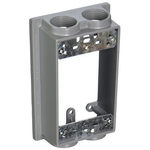 TayMac SE475S Weatherproof Box Extension, 1-Gang, (4) 3/4-Inch Outlets, Gray