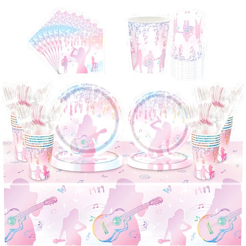 Aoerfes Music Party Decorations, Music Lover Birthday Party Plates Cups Napkins Tablecloth Paper Music Girls Fans Birthday Decorations Party Severs 20 Guest Tableware