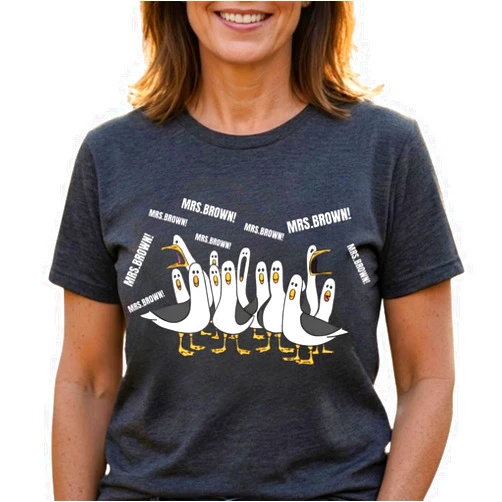 43Lotus Funny Teacher Seagull Custom Name - Personalized Shirt, Custom Seagulls Teacher Shirt, Funny Teacher Tee