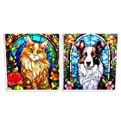 Hlison 2 Pack Framed Paint by Number Kit for Adults, Cat and Dog Easy Paint by Numbers Kits for Beginner, Exquisite Packaging Acrylic Paint by Number Framed on Canvas - 10
