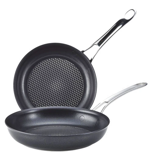 Anolon X SearTech Aluminum Nonstick Cookware Frying Pan Set, 2-Piece, Super Dark Gray