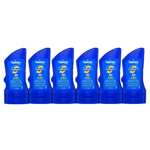 Coppertone Sport Sunscreen Lotion, Broad Spectrum SPF 30 Sunscreen Multi Pack, 3 Fl Oz, Pack of 6