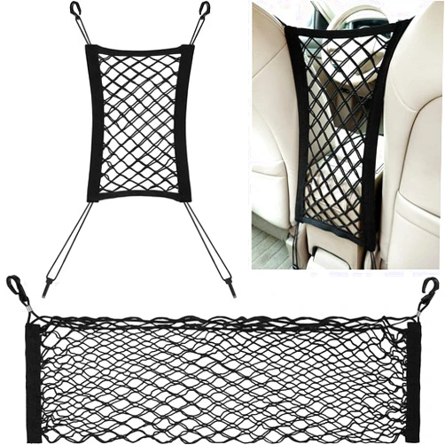 Adqefew 2 Pieces Pet Barrier Dog Car Net Barrier with Auto Safety Mesh Organizer Baby Stretchable Storage Bag Universal for Cars, SUVs (33 x 10 Inch and 12 x 10 Inch)
