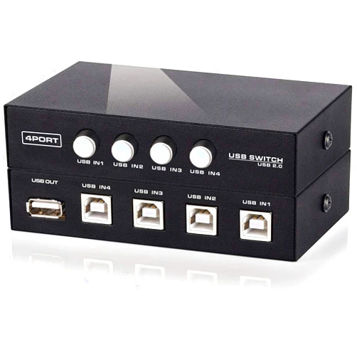 GYANDULY Metal Case USB 2.0 Manual Share Sharing Switch Switcher Adapter Box Hub Allow 4 Computers Share 1 USB Device Like Printer, Scanner, Camera, Keyboard