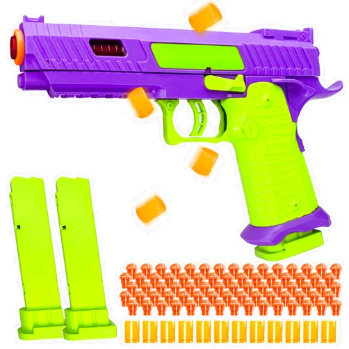 LBDREXZ Shell Ejecting Toy Gun, Semi Automatic Toy Gun with Soft Bullets, Educational Model Toy Pistols for Outdoor Shooting Game, for Kids Boys Girls Ages 8-12