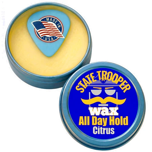State Trooper Stache Wax Mustache Wax for Men – All Day Hold & Control – Natural Styling Wax with Beeswax, Coconut Oil, Lanolin & Vitamin E – Fresh Citrus Scent – State Trooper