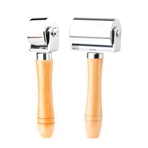 Mnuizu 26mm+60mm Leather Press Edge Roller, Wooden Handle Leather Rolling Craft Roller, Seam Roller for Leather, Leather Edge Creaser, Leather Craft Laminating Tool for Leather Craft（Wood）