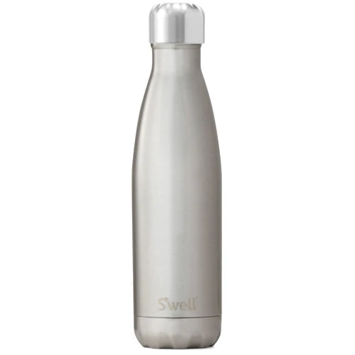 S'well Stainless Steel Water Bottle - 17 Fl Oz - Silver Lining - Triple-Layered Vacuum-Insulated Containers Keeps Drinks Cold for 36 Hours and Hot for 18 - BPA-Free - Perfect for the Go