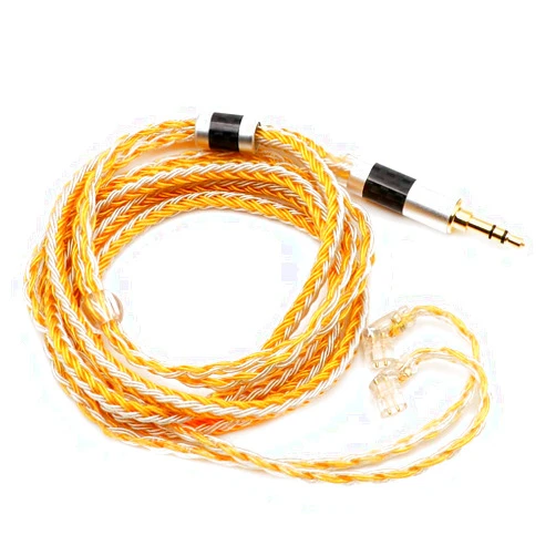 Linsoul Tripowin Zonie IEM Cable, 16 Core Silver Plated Earphone Upgraded Cords, 1.25m SPC in Ear Monitor Cable for ZS10 PRO 2 AS10 PRO ZSN PRO X Wan’er SIMGOT EM6L(Recessed 2pin, 3.5mm)(Gold)