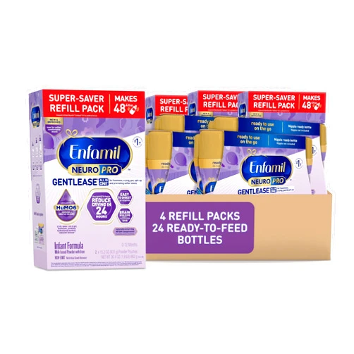 Enfamil NeuroPro Gentlease Baby Formula, Brain Building DHA, Reduce Fussiness, Crying, Gas & Spit-up, Infant Formula Powder, 30.4 Oz (Pack of 4) + 8 Fl Oz, 24 Bottles