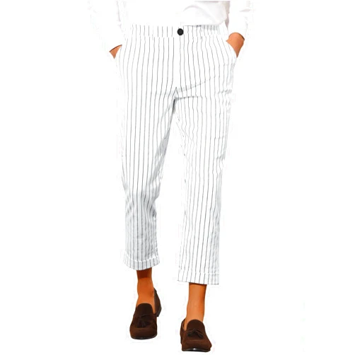 Lars Amadeus Striped Dress Pants for Men's Slim Fit Flat Front Cropped Ankle Length Office Pants