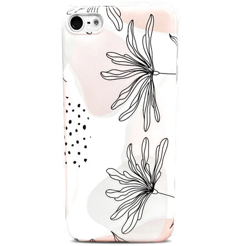J.west iPod Touch 7 Case, iPod Touch 6 & 5 Case,Soft Boho Case with Floral Pattern Case Cover Modern Slim Silicone Bumper Shell Case Geo Line Plant Flowers Case for iPod Touch 5th 6th 7th Generation