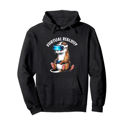 WildPaws Gaming Co. Gaming Animals- Otter Playing Console Video Games Pullover Hoodie