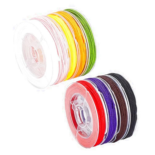 PH PandaHall 9 Color 0.8mm Nylon Beading String Chinese Knotting Cord Braided Thread Bracelet String Kumihimo Macrame Thread String Blinds String for Friendship Christmas Jewelry Making, 67 Yards
