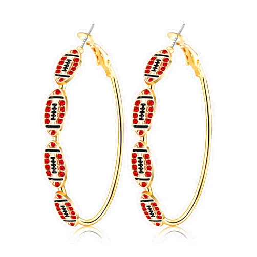 NLCAC Football Hoop Earrings for Women Game Day Team Spirit Earrings Football Mom Sports Jewelry Game Day Outfits Accessories Gifts