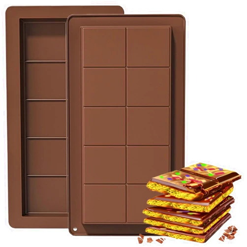 Tildaks 2 Pack Dubai Chocolate Bar Molds, Silicone Deep Chocolate Bar Mold 1 inch Large Chocolate Bar Molds for Dubai Chocolate, Pistachio Knafeh Chocolate Bars