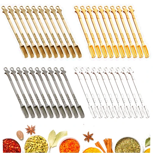 Tideme 40 Pcs Mini Shovel Spoons,Tiny Spoons for Powder,Metal Spoon Power Scoop Tableware Charm Mini Pendant Spoon for Measuring Spices,Herbs,Powder,Coffee,Sugar