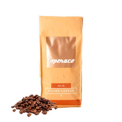 Coperaco Alis delicate and complex drip coffee Retail, Freshly Whole Coffee Beans, Medium-Dark Roast, 1Kg