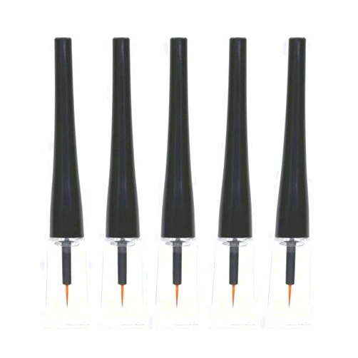 XUMIN 5PCS 5ml/0.17oz Empty Black Plastic Eyeliner Tubes Bottle Vials Dispenser Sample Packing Storage Container with Inserts Plug and Black Cap for Eyeliner Liquid Eyelash Growth Oil