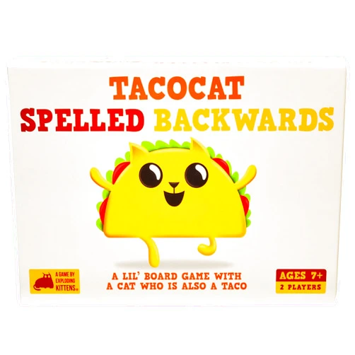 Exploding Kittens LLC Tacocat Spelled Backwards by Exploding Kittens - 2 Players - Ages 7+ - 15 Minutes to Play - Clever Family Board Game - Couple and Family Game, Ideal for Kid and Adult