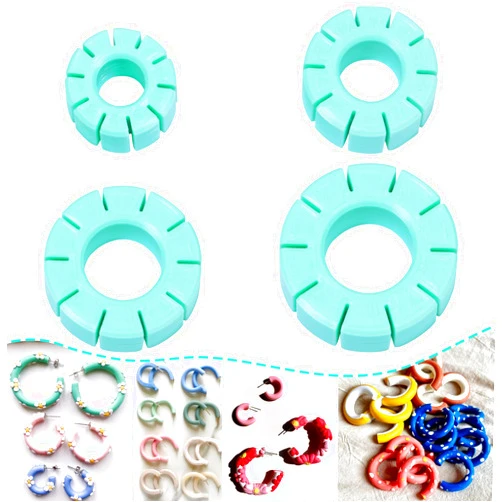 TAINSKY 4 Pcs Polymer Clay Hoop Guide, Polymer Clay Cutters for Polymer Clay Jewelry Making, Plastic Hoop Earring Maker Guide for Polymer Clay Earrings