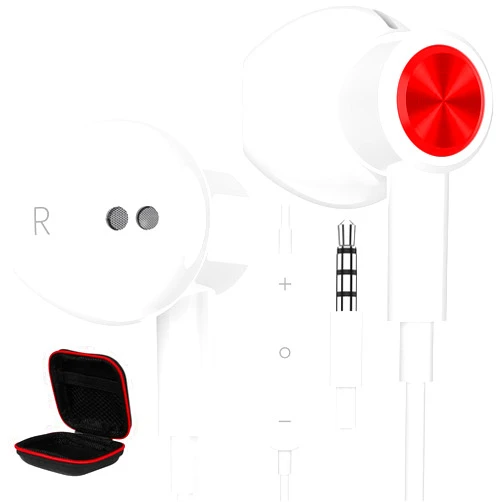 ACAGET Wired Earbuds for Samsung Galaxy A14 A23 S10 S9 A15 A25, 3.5mm Wired Headphones Noise Cancelling Earphone Magnetic Headset Mic & Volume Control with Carrying Case for iPhone 6s 6 5S 5 SE White
