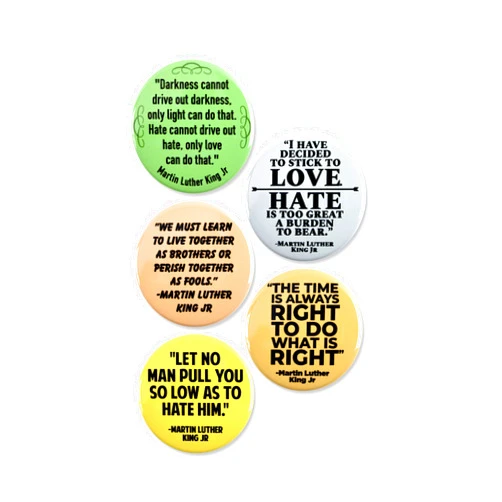 WACKYBUTTONS.COM YOUR SOURCE FOR QUALITY BUTTONS Dr. Martin Luther King Jr. Day Pinback Buttons – MLK Quote Badges for Schools, Events & Black History Month – Inspiring Accessories for Educational Programs & Tribute Events – 2.25 Inch (5-Pack)